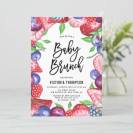 Watercolor Mix Berries Summer Baby Shower Brunch Inbjudningar