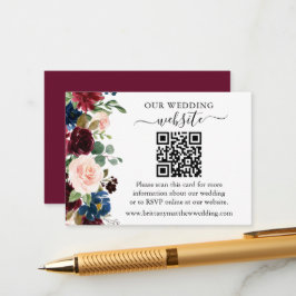 Watercolor Mixed Blommigt Bröllop webbplats QR Tilläggskort