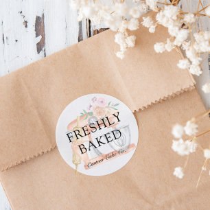 Watercolor Mixer Bakery Business Freshly Baked Cla Runt Klistermärke