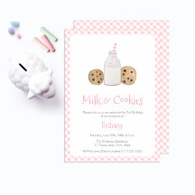 Watercolor Mjölk och Cookies Girl Födelsedagsfest