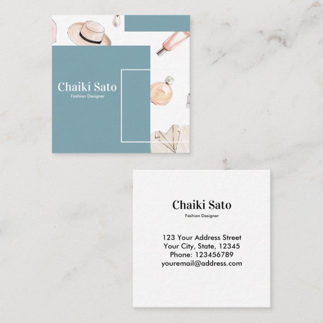 Watercolor Mode Designer Fyrkantigt Visitkort (Fram/baksida)