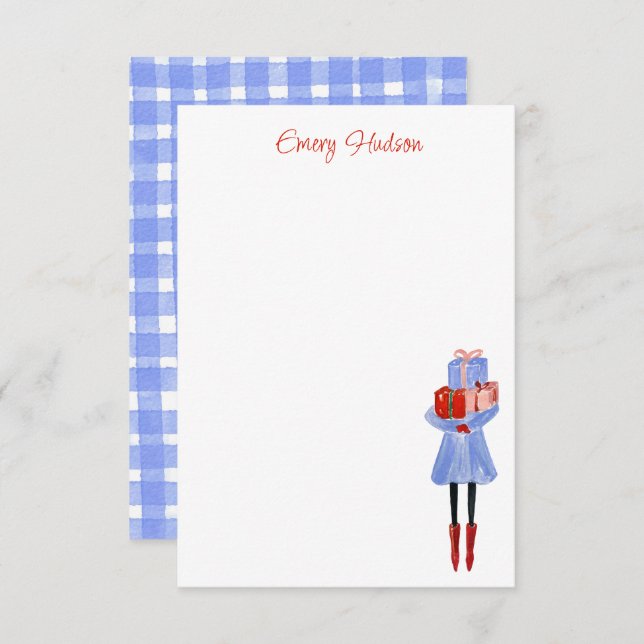 Watercolor Mode Girl Personlig Tack Kort (Fram/baksida)