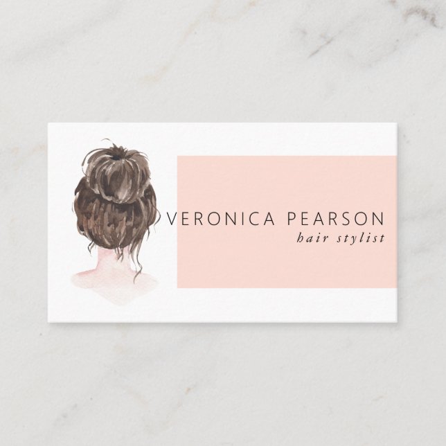 Watercolor Mode Hair Illustration Business Visitkort (Framsida)