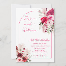 Watercolor Modern Boho Elegant Blommigt Bröllop Inbjudningar