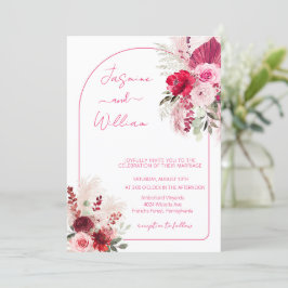 Watercolor Modern Boho Elegant Blommigt Bröllop Inbjudningar