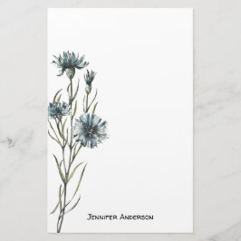 Watercolor Modern Wildblommy Blommigt Greenery Brevpapper