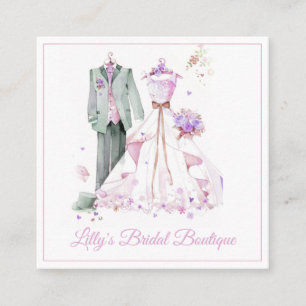Watercolor Möhippa Gown Bröllop Boutique Store Fyrkantigt Visitkort