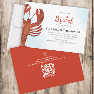 Watercolor Möhippa Red Lobster Gift Registry Inbjudningar