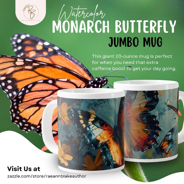 Watercolor Monarch Butterfly Jumbo Mugg (Skapare uppladdad)
