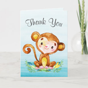 Watercolor Monkey Boy Tack Kort