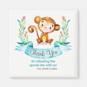 Watercolor Monkey Boy Tack Magnet
