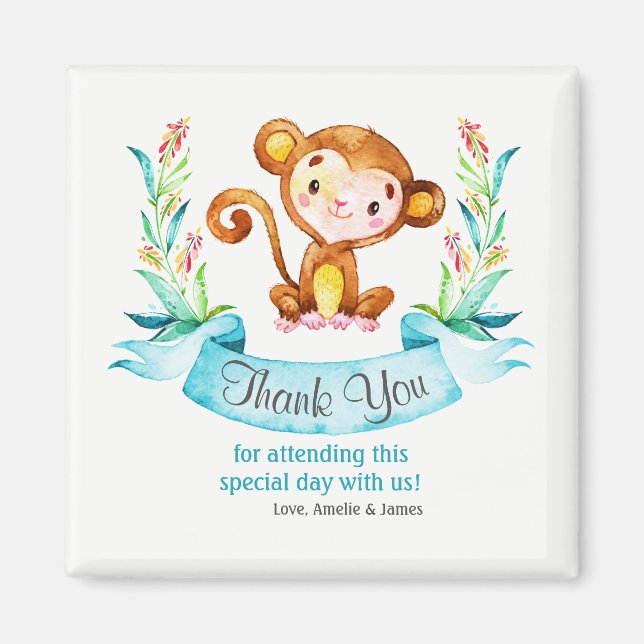 Watercolor Monkey Boy Tack Magnet (Framsidan)