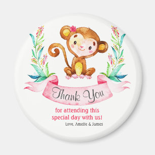 Watercolor Monkey Girl Tack Magnet