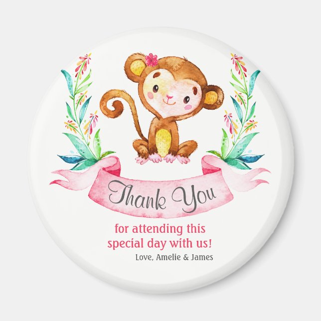 Watercolor Monkey Girl Tack Magnet (Framsidan)