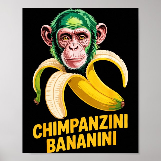 Watercolor Monkey Meme Italian Brainrot Chimpanzin Poster (Framsidan)