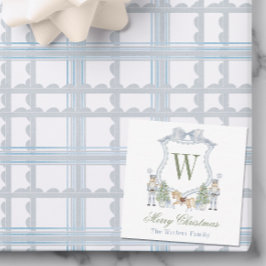 Watercolor Monogram Initial Nutcracker Vapensköld  Anteckningskort
