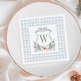 Watercolor Monogram Initial Nutcracker Vapensköld  Pappersservett