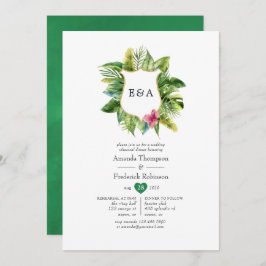 Watercolor Monogram Tropical Summer Beach Wedding Inbjudningar