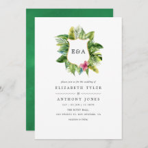 Watercolor Monogram Tropical Summer Beach Wedding