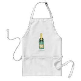 Watercolor Monogrammed Vin Champagne Förkläde