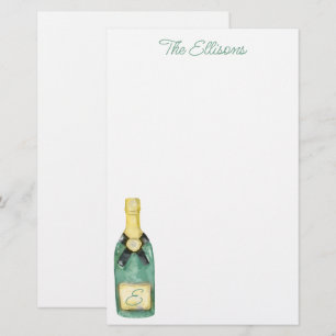Watercolor Monogrammed Vin Stationery Brevpapper