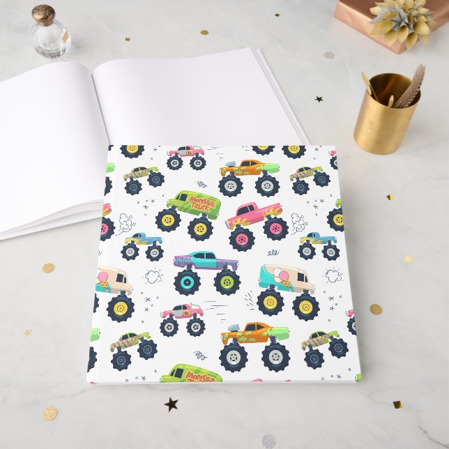 Watercolor Monster Car Trucks kids Gästböcker (Framsidan öppen)