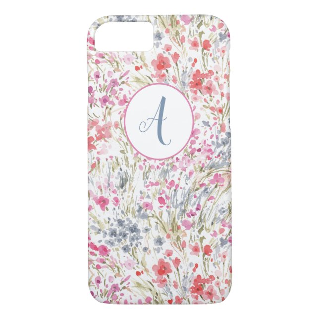 Watercolor Mönster Monogram Case-Mate iPhone Skal (Baksida)