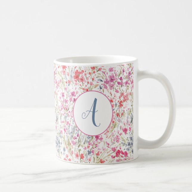 Watercolor Mönster Monogram Kaffemugg (Höger)