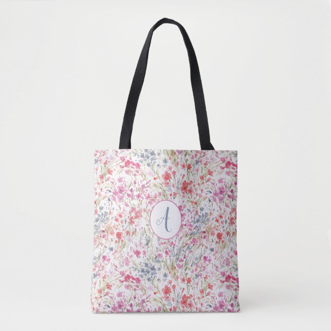Watercolor Mönster Monogram Tygkasse (Framsida)