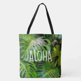 Watercolor Monstera Aloha Hawaiian Beach Bag Tygkasse