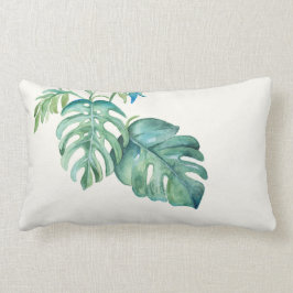 Watercolor Monstera Löv Lumbar Pillow Lumbarkudde