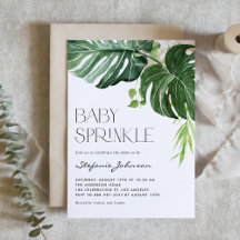 Watercolor Monstera Löv Summer Baby Sprinkle