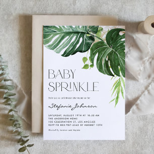 Watercolor Monstera Löv Summer Baby Sprinkle Inbjudningar