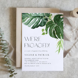 Watercolor Monstera Lövs, sommartid, Förlovningsfe Inbjudningar