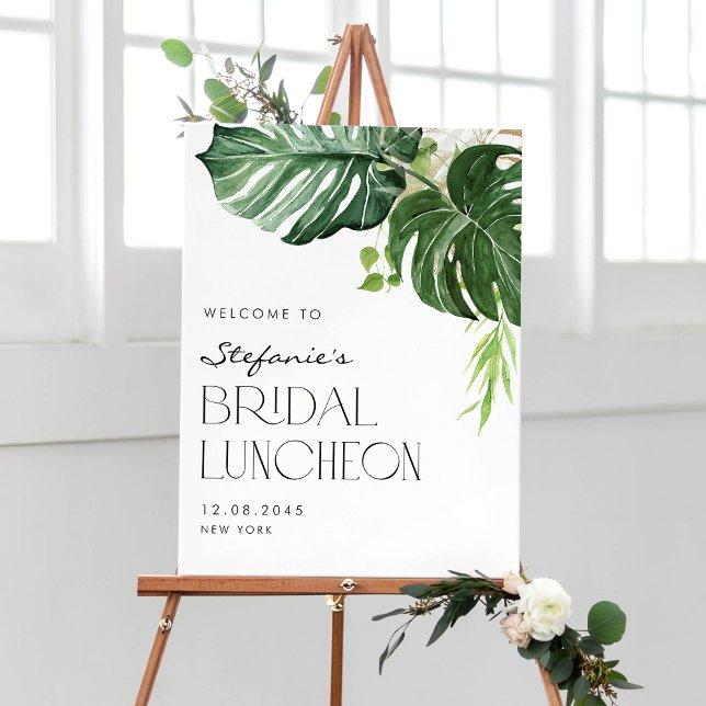 Watercolor Monstera Tropical Möhippa Luncheon Poster (Skapare uppladdad)