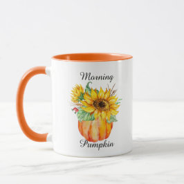 Watercolor Morgon Pumpkin Sunblomma Mugg