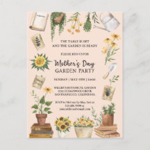 Watercolor Mors dag Solros Garden Party Inv