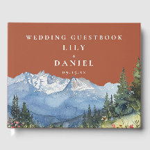 Watercolor Mountain Floral Terracotta Wedding