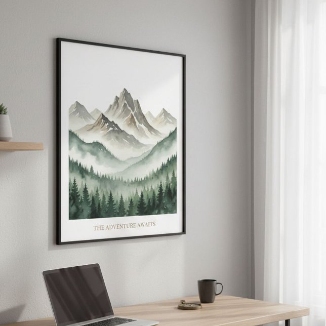 Watercolor Mountain Forest Poster  (Skapare uppladdad)