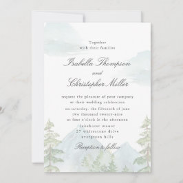 Watercolor Mountain Forest Wedding Invitation Inbjudningar