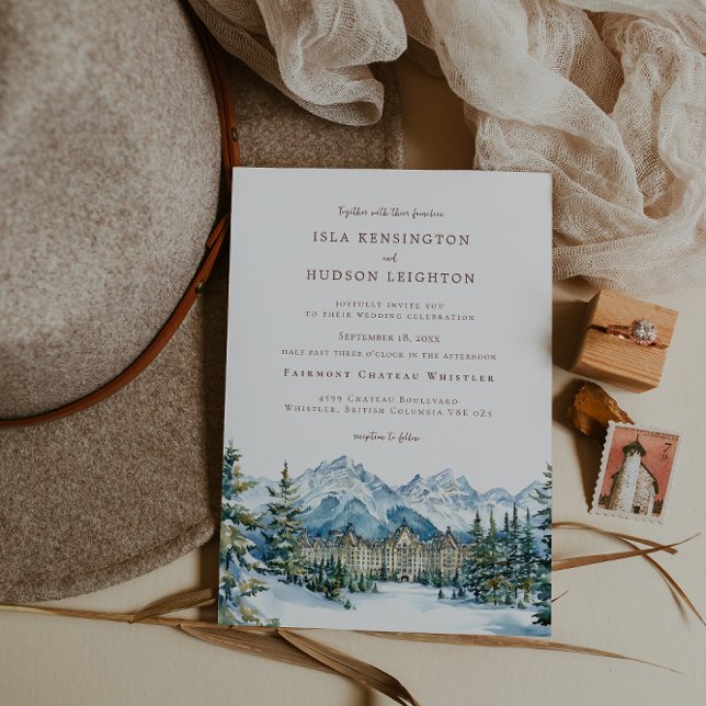 Watercolor Mountain | Whistler BC Wedding Inbjudningar (Skapare uppladdad)