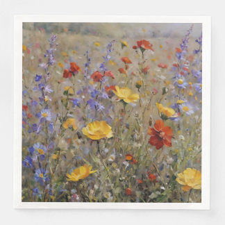 Watercolor Mountain Wildblommor Pappersservett