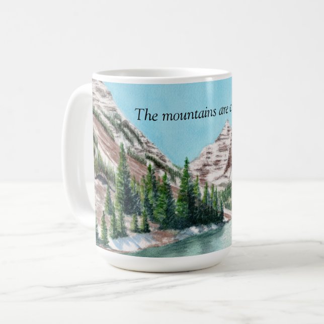 Watercolor mountains, Colorado coffee mug 11 oz Kaffemugg (Framsida vänster)