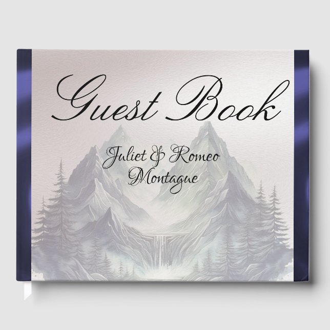 Watercolor Mountains Wedding Medium Gästböcker (Framsida)