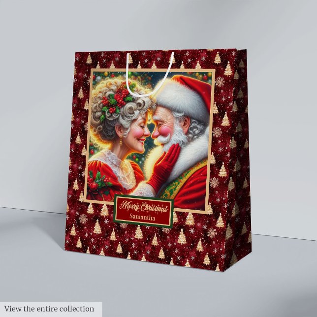 Watercolor Mr. & Mrs. Claus Helgdag jul Bag (Watercolor Mr & Mrs Claus Holiday Christmas Bag)