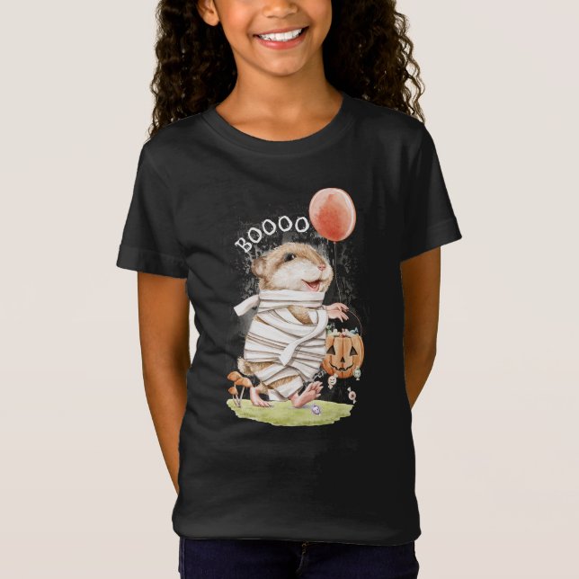 Watercolor Mummy Hamster Halloween T Shirt (Framsida)