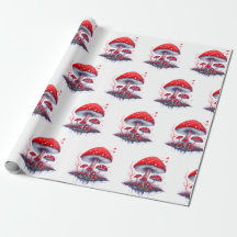 Watercolor Mushroom Mönster Wrapping Papper
