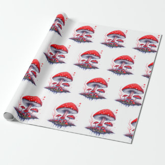 Watercolor Mushroom Mönster Wrapping Papper Presentpapper