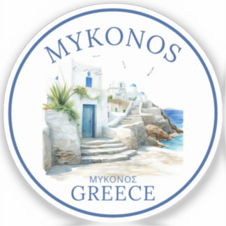 Watercolor Mykonos Greece Dreamscape Klistermärken