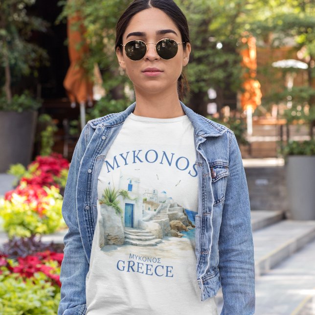 Watercolor Mykonos Greece Dreamscape T Shirt (Skapare uppladdad)
